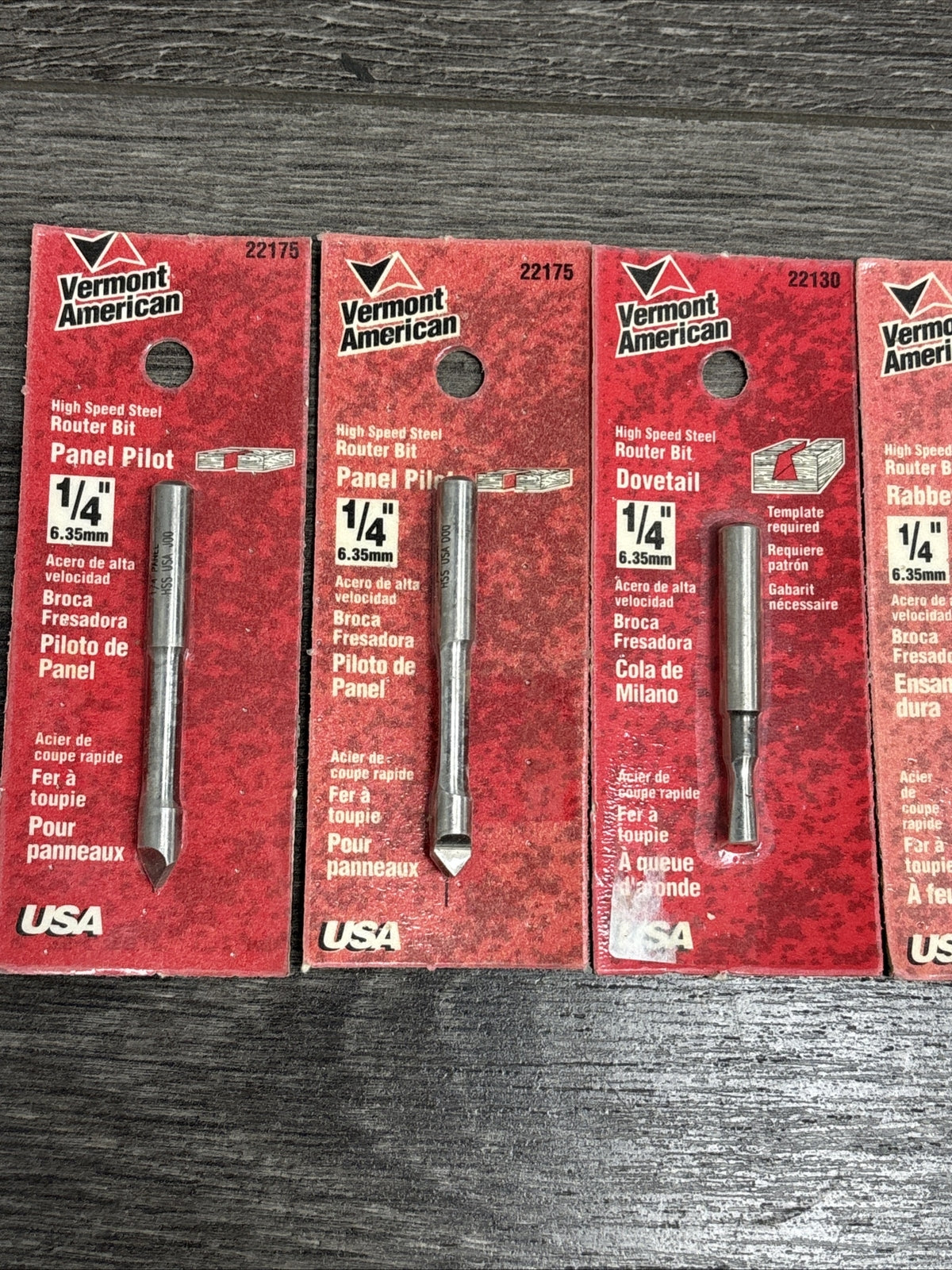 6pc Vermont American 1/4" Shank Router Bit Set - Made In USA