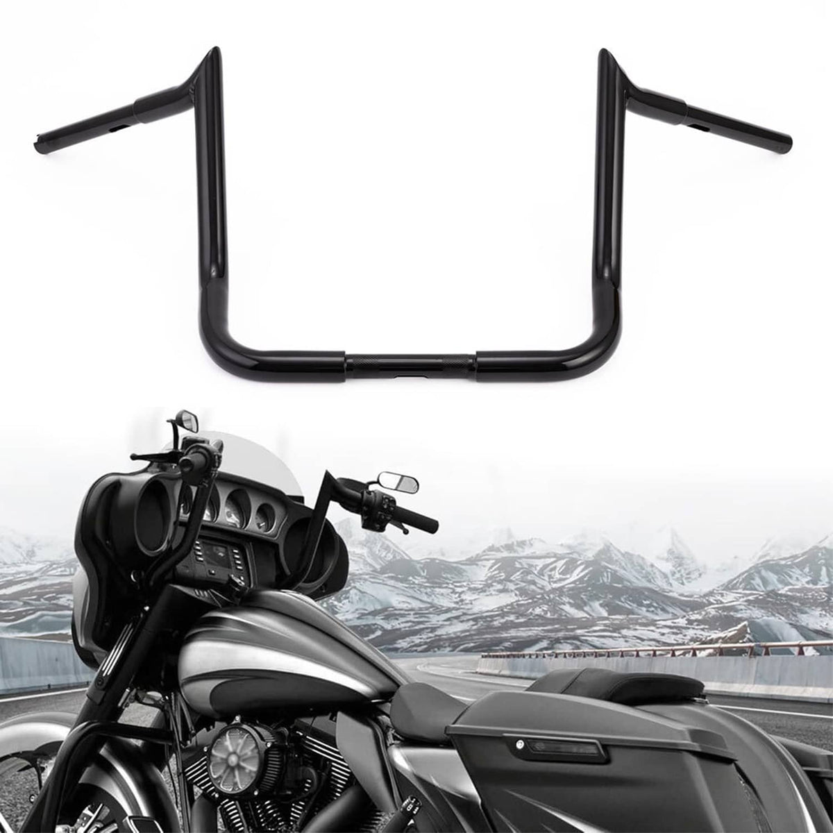 Solidspare For Harley Electra Street Glide FLH 14" Monkey Bar Ape Meathook Handlebar Black