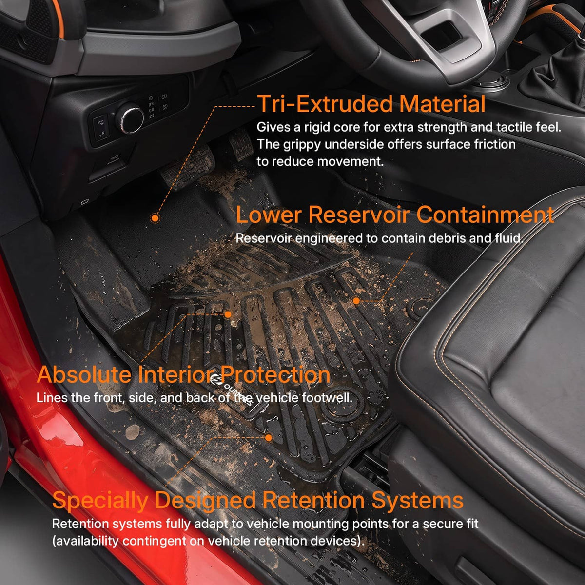 Solidspare For 21-26 Ford Bronco 4 Door Floor Mat Cargo Mat Trunk Liner Back Seat Full Set