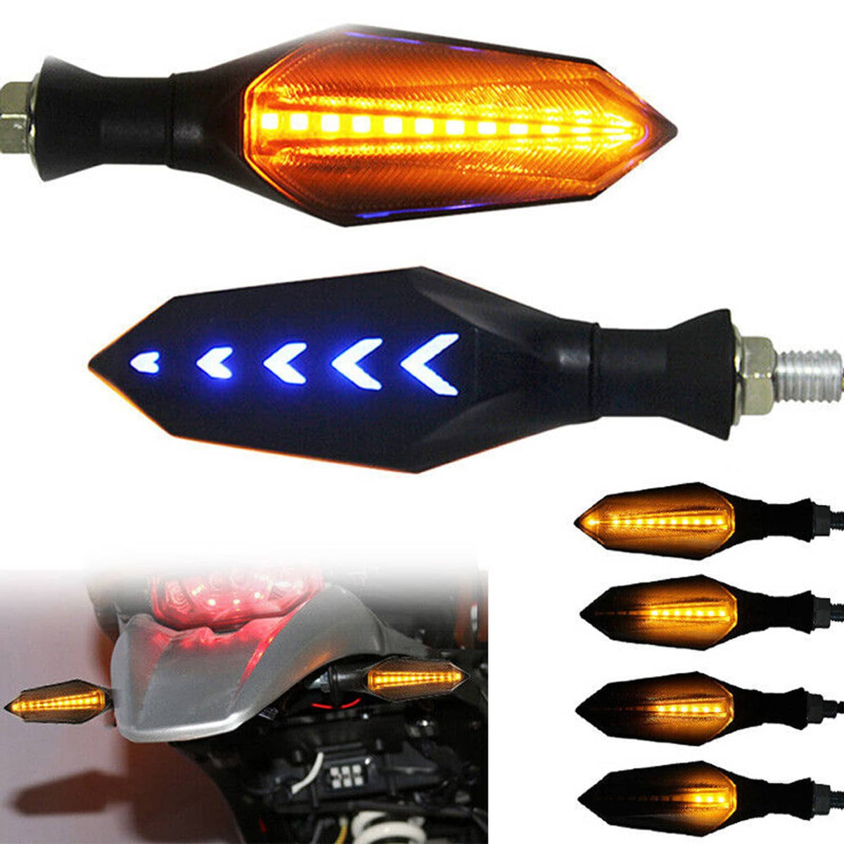 Solidspare 4 Pcs Flowing LED Turn Signals Blinker Light For Yamaha YZF R1 R6 R6S MT DRZ400