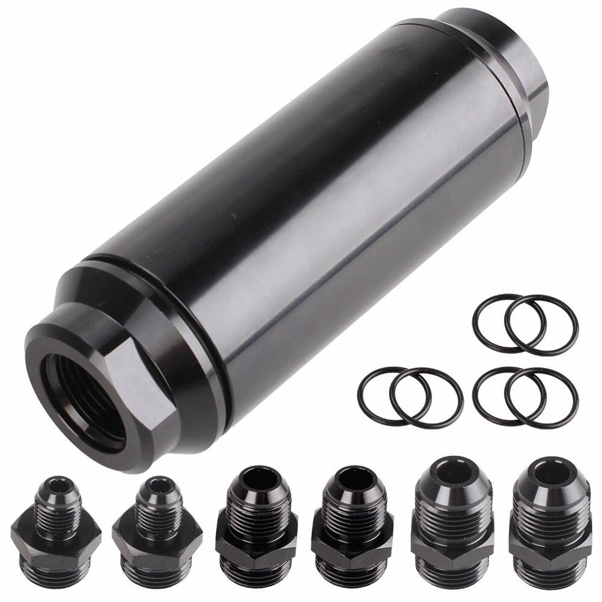 Solid Spare Universal Racing In-Line Fuel Filter AN6 AN8 AN10 Adapter 40 Micron Cleanable