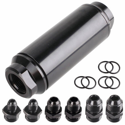 Solid Spare Universal Racing In-Line Fuel Filter AN6 AN8 AN10 Adapter 40 Micron Cleanable