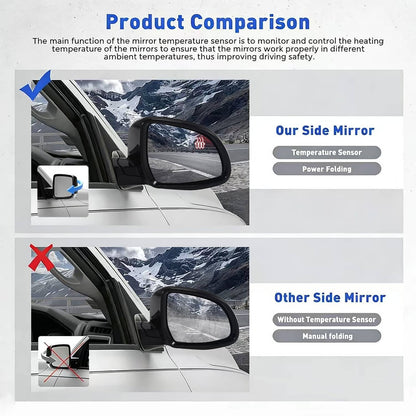 Solidspare Passenger Side Mirror w/ Blind Spot For 2019-2023 BMW 320i 330i 330e Black