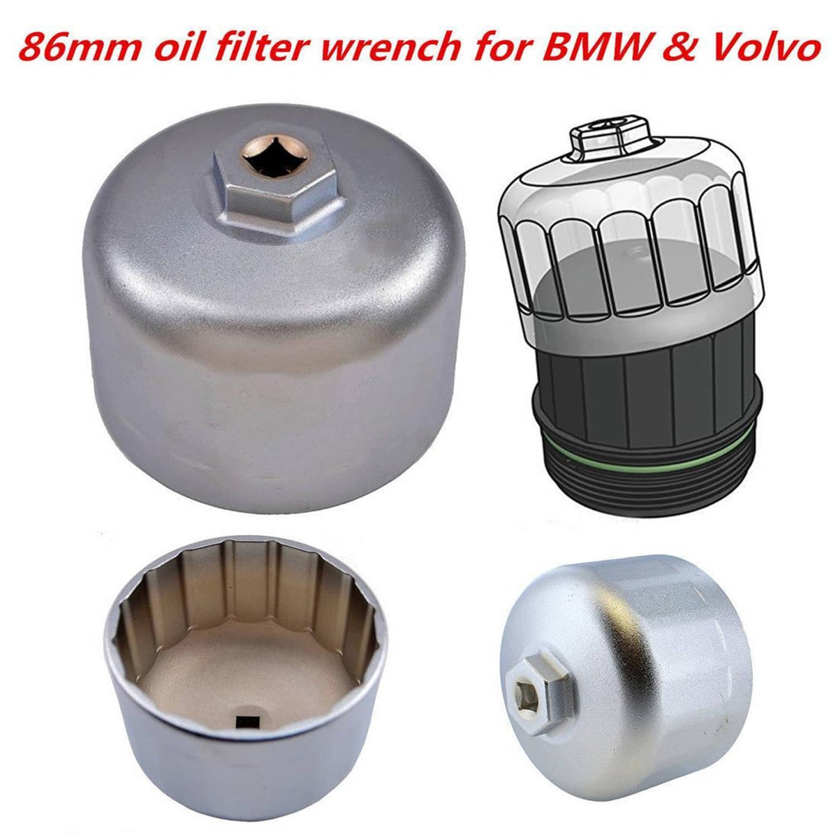 Solid Spare 86mm Oil Filter Wrench Housing Tool For BMW,Volvo C70 S40 S60 S70 S80 V40 V70