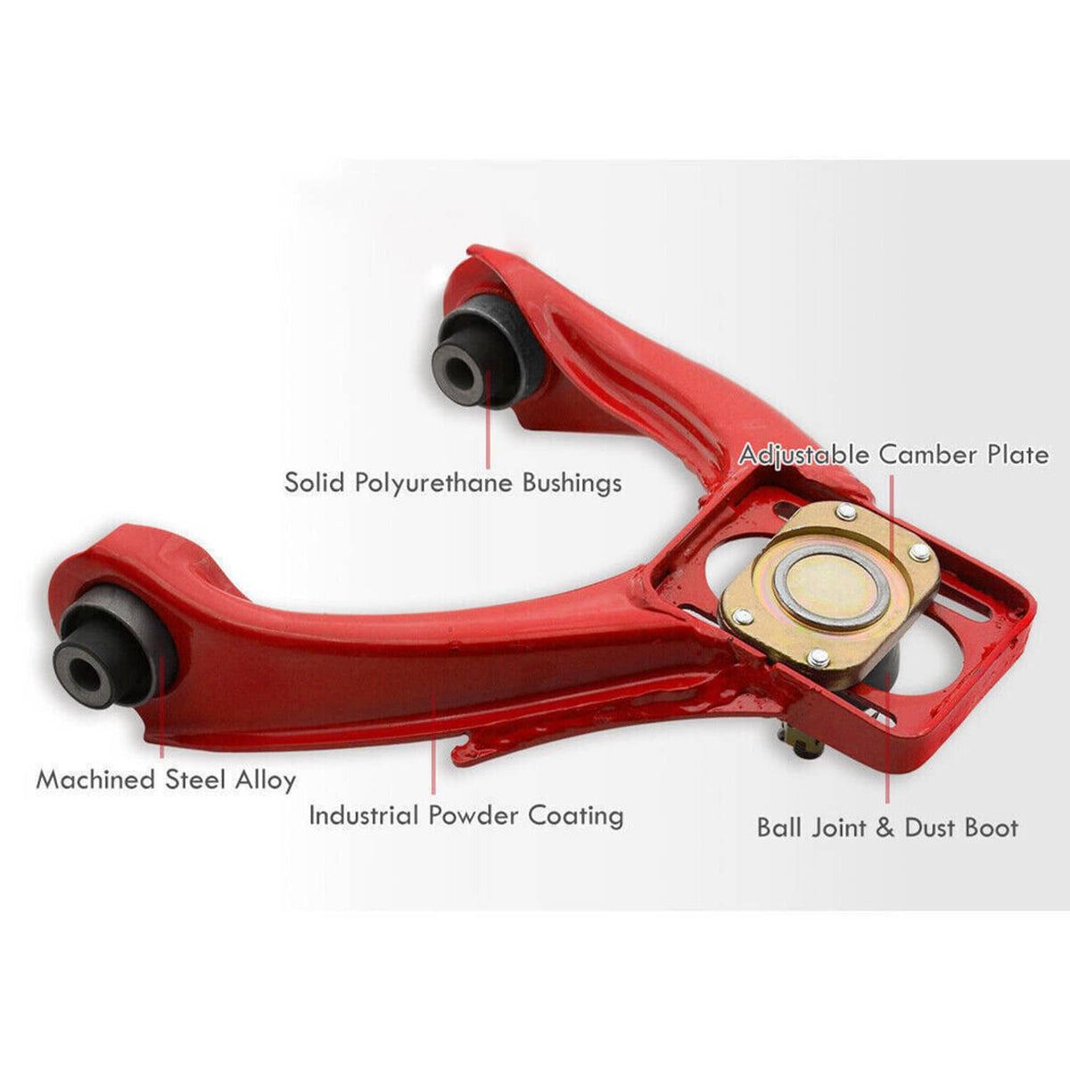 Solidspare For 1996-00 Honda Civic EJ EK Front JDM Adjustable A-Arms Control Camber Kit Red