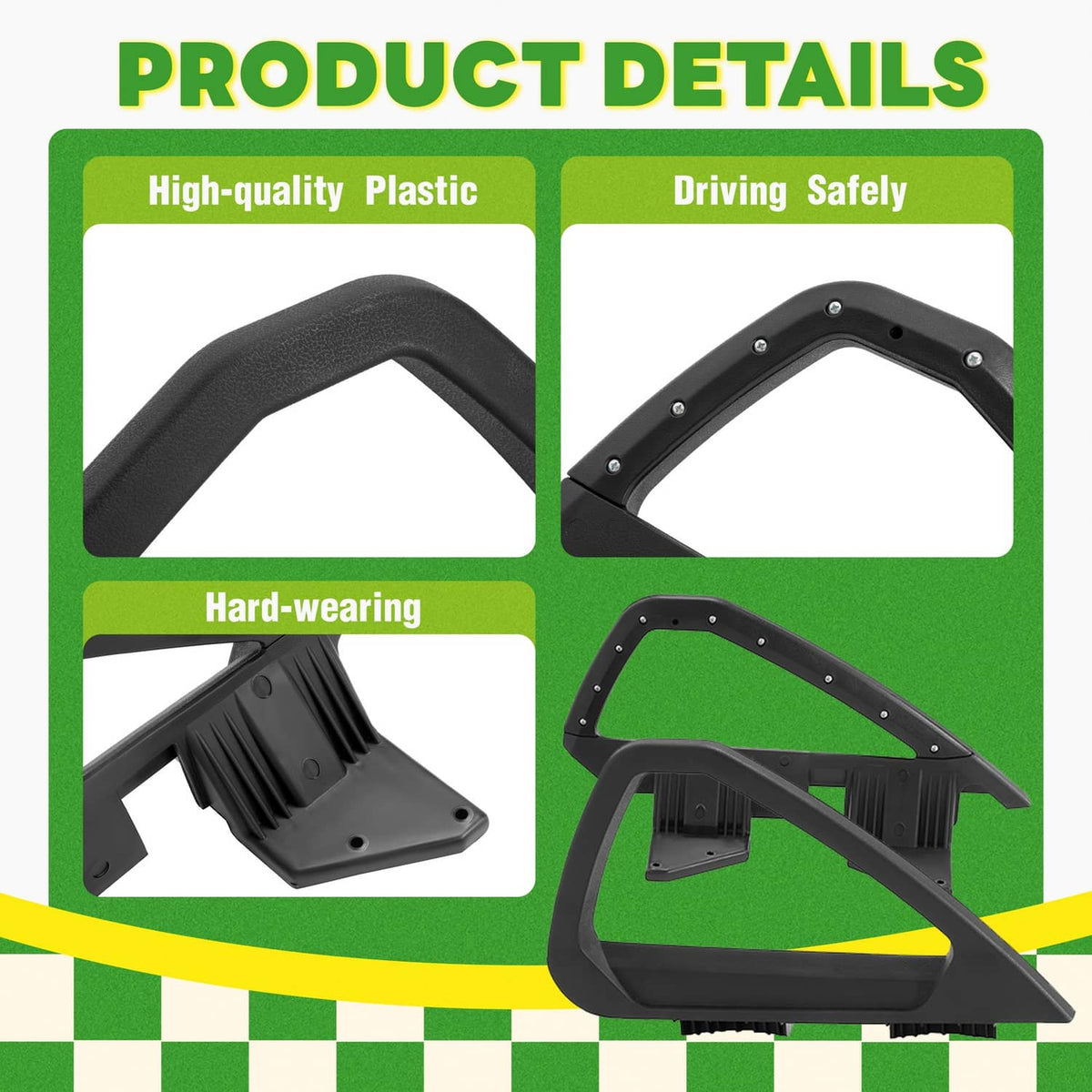 Solidspare For Club Car DS 2000-2008 Golf Cart Hip Restraint Driver Left&Right Seat Handles