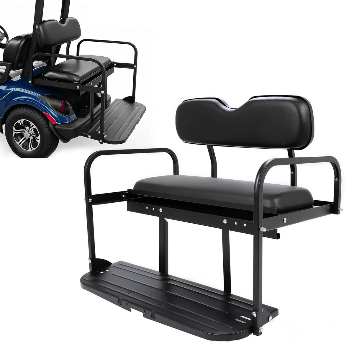 Solidspare For Yamaha G2 G9 Gas Electric Folding Fold Black Golf Cart Rear Back Seat Kit