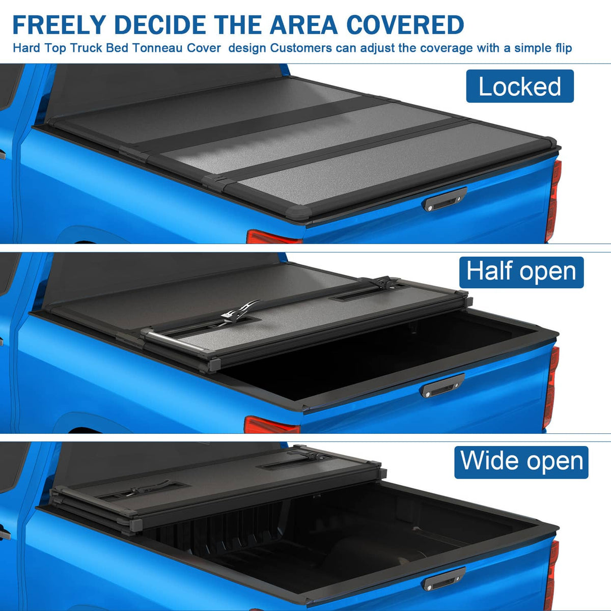 Solidspare Hard Tri-Fold Tonneau Cover For 1999-2014 Silverado Sierra 1500 2500HD 8 Ft Bed