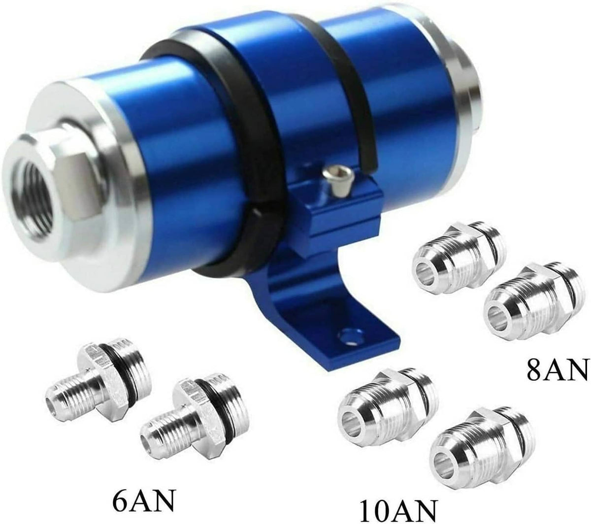 Solidspare Blue 30 Micron Billet Aluminum Inline Fuel/petrol Filter + Bracket AN6/AN8/AN10