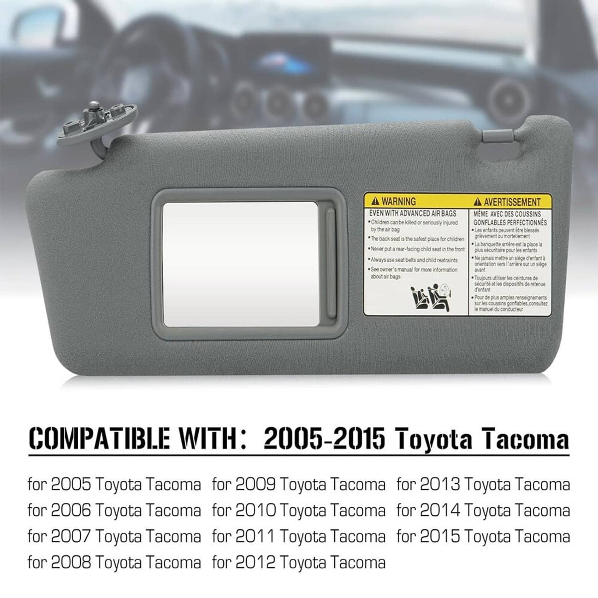 Solidspare New Pair Sun Visor Set LH Driver & RH Passenger Side For 2005-2015 Toyota Tacoma