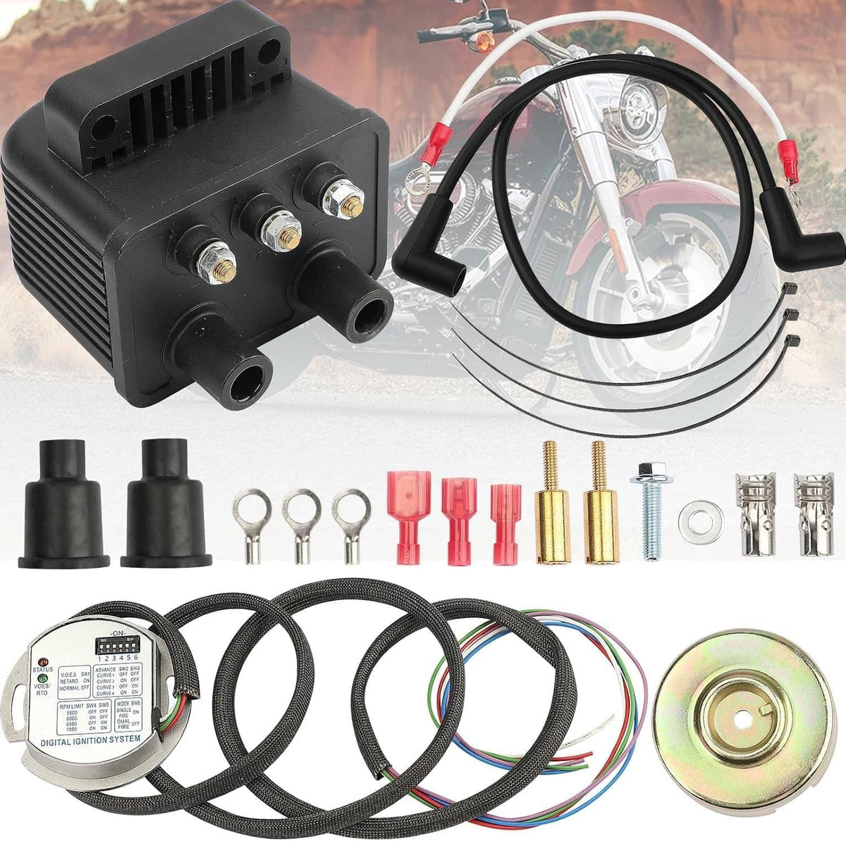 Solidspare Single Fire Programmable Ignition Kit For 1970-03 Harley-Davidson Big Twin Evo
