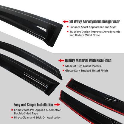 Solidspare For 2018-2022 Honda Accord 3D Wavy Mugen Style Window Visors Rain Guards Vent