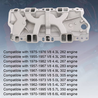 Solidspare 262-400 Dual Plane Front Intake Manifold For Small Block Chevy SBC 1955-1986 NEW