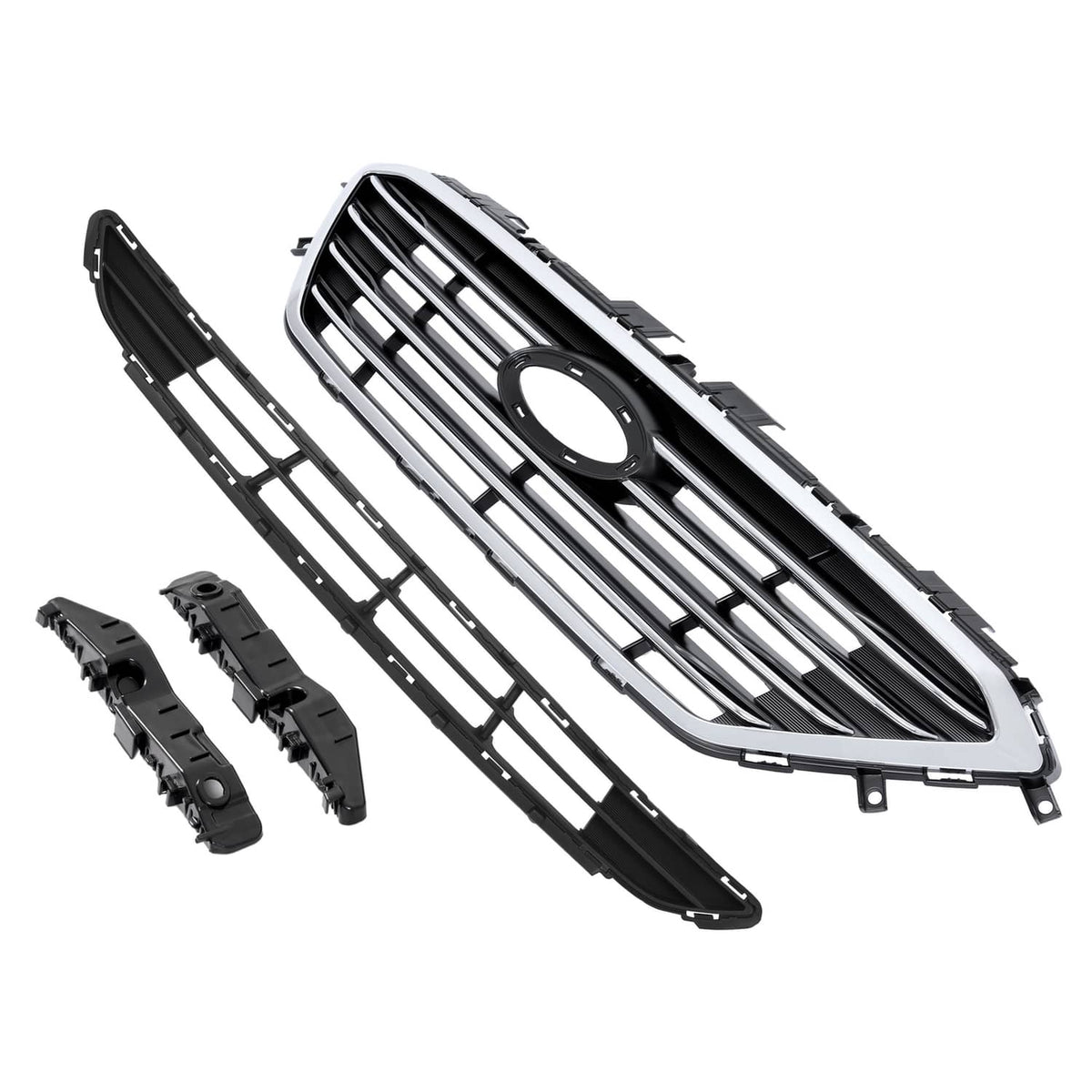 Solid Spare For 2015 2016 2017 Hyundai Sonata Front Upper Lower Grill W/ Bumper Bracket 4Pcs