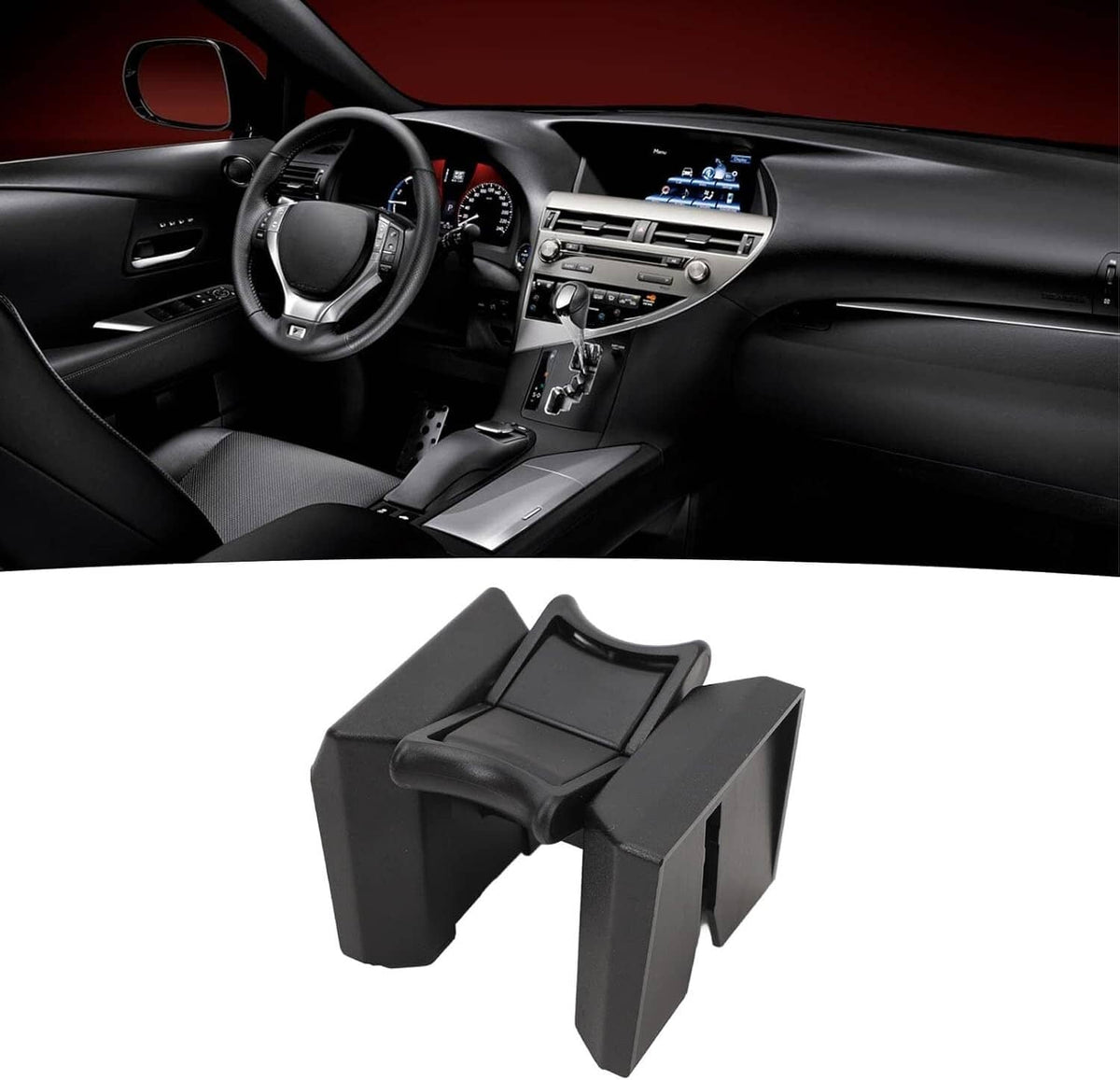 Solid Spare Cup Holder Insert Divider Black For 2010-2015 Lexus RX350 RX450H 55618-48180