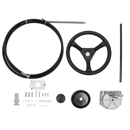 Solidspare 12 Ft Feet Boat Rotary Steering System w/ Wheel Kit For Outboard Marine SS13712