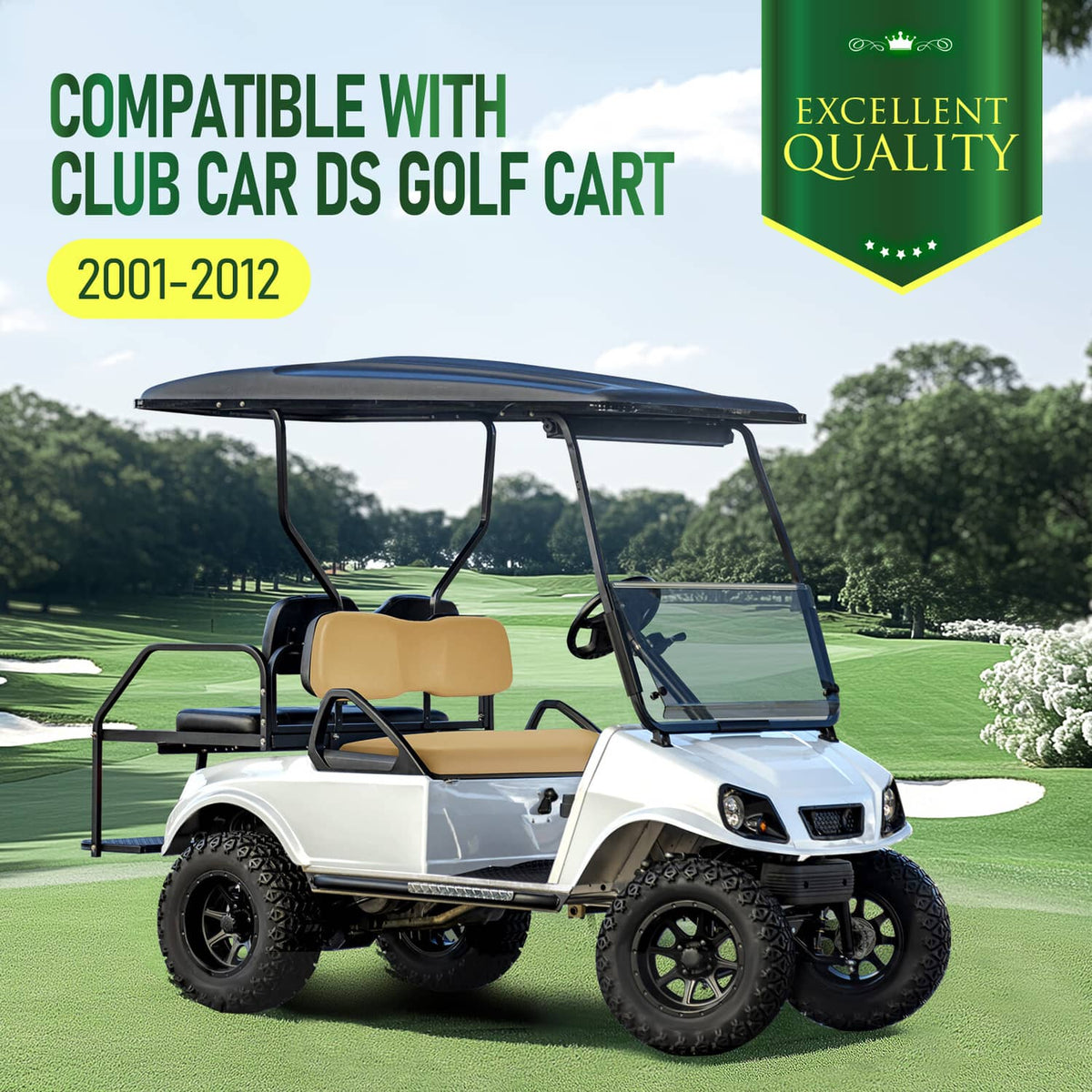 Solidspare For Club Car DS Golf Cart 2000.5-up Tan Front Seat Back Backrest Cushion