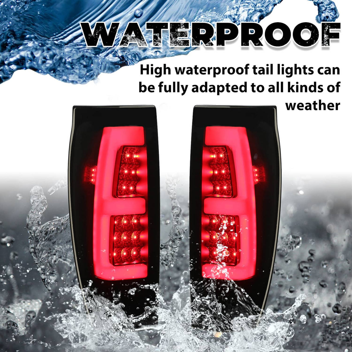 Solid Spare Black Smoke For 02-06 Chevy Avalanche 1500 2500 LED Tube Tail Lights Brake Lamps