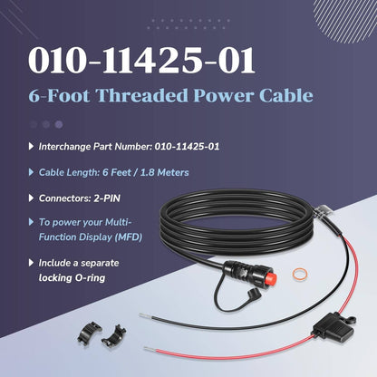 Solidspare Replace for Garmin 010-11425-01 Threaded Power Cable 6ft./1.8m for Garmin GLS