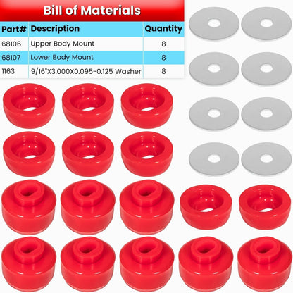 Solidspare NEW Silicone Body Cab Mount Bushing 7-141 for Chevy Silverado & Sierra 1999-2014