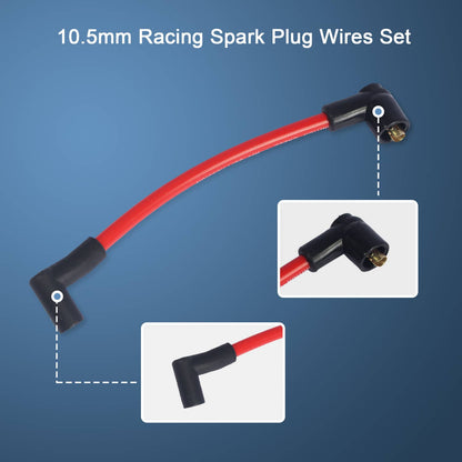 Solidspare Red Engine 10.5mm Racing Spark Plug Wires Set for Ford 5.0L 5.8L, SB SBF 302