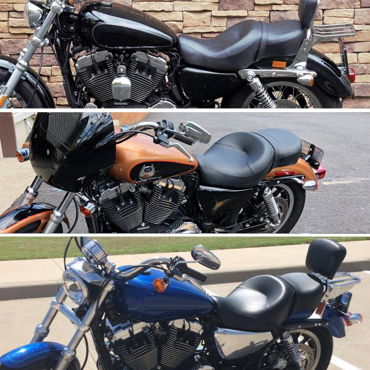 Solidspare For Harley Sportster XL Iron 883 1200 Custom Driver Rider Passenger Seat Two-up