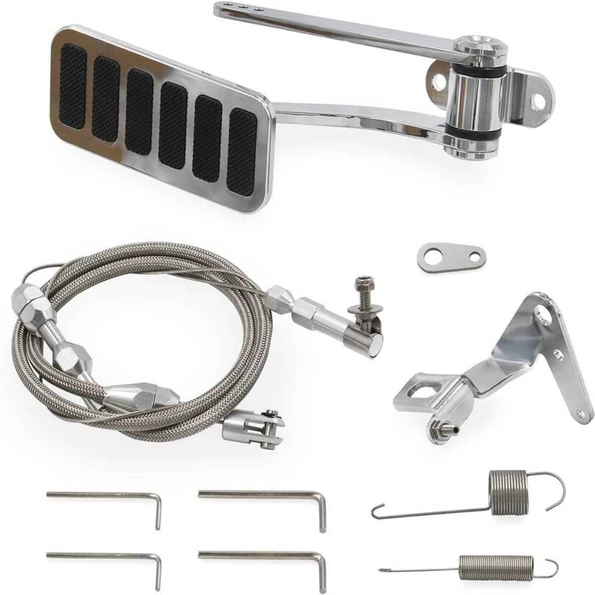 Solidspare Universal Street Hot Rod Aluminum Gas Pedal & 24" SS Throttle Cable & Spring Kit