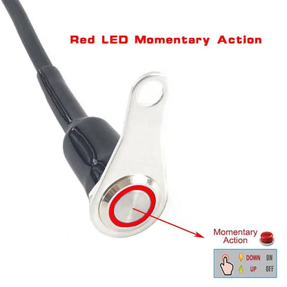 Solidspare 7/8" Stainless steel bracket Motorcycle Switch Horn Push Button (RED-Momentary)