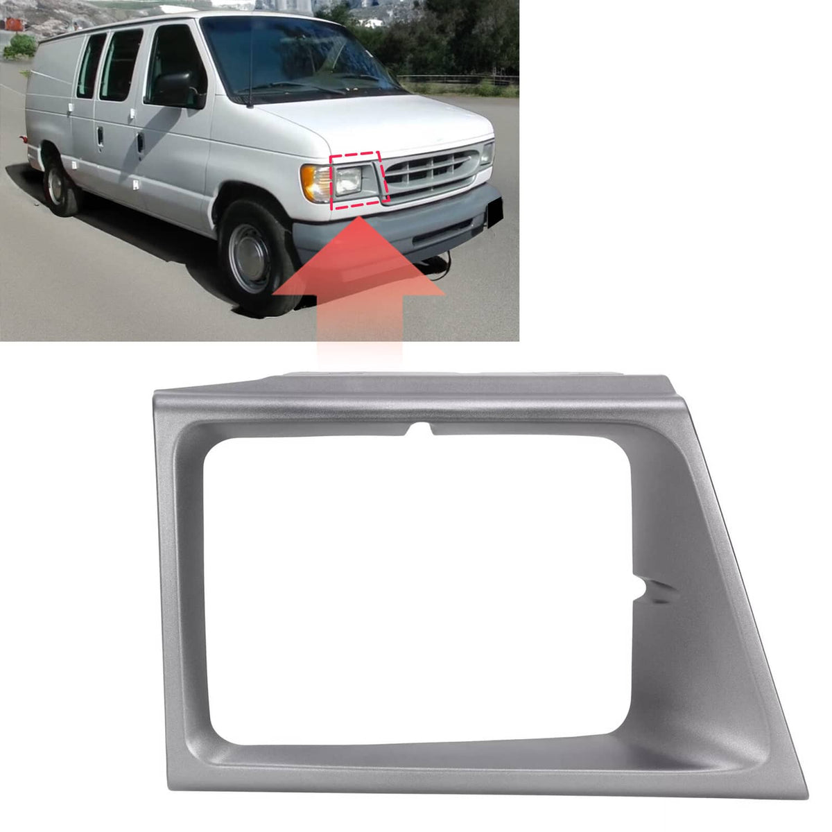 Solid Spare Passenger Side Headlight Bezel RH For Ford E-150 Econoline 1997-2002 #FO2513158