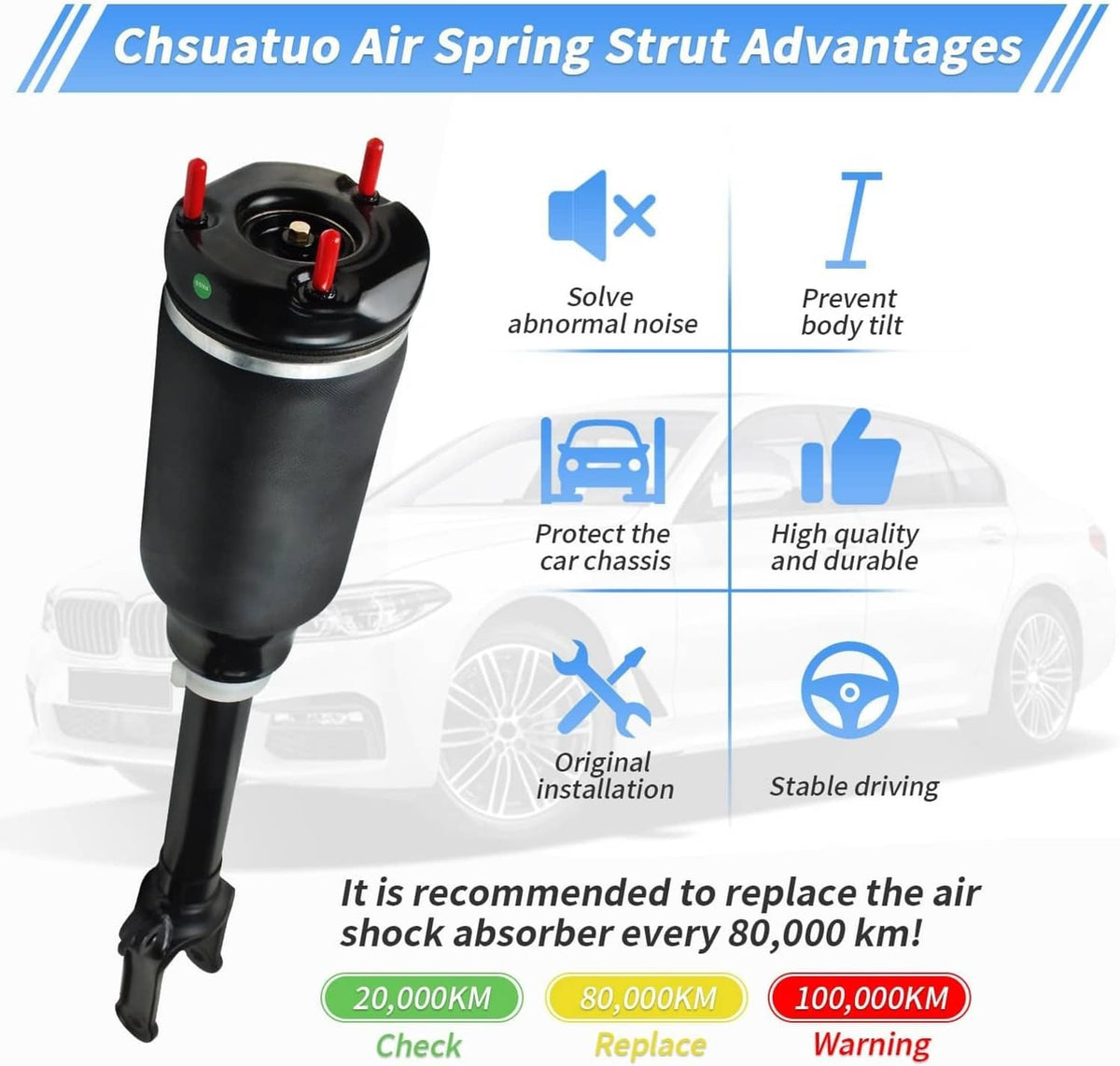 Solidspare Black Front Air Suspension Shock Strut for Mercedes W164 GL350 GL450 1643206113