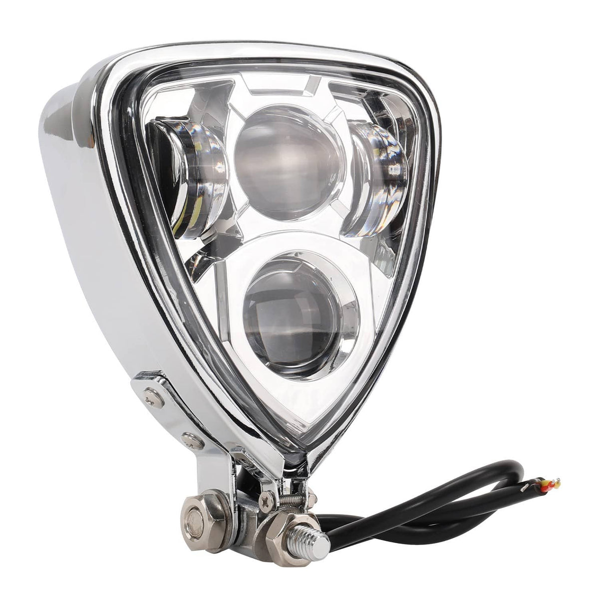 Solidspare Front Triangle Headlight 10mm Bottom Mount For Cafe Racer Harley Suzuki Kawasaki