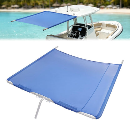 Solidspare Silvery+Blue Boat Sun Shade For Boats 25 FT And Under Aluminium Powder Coated