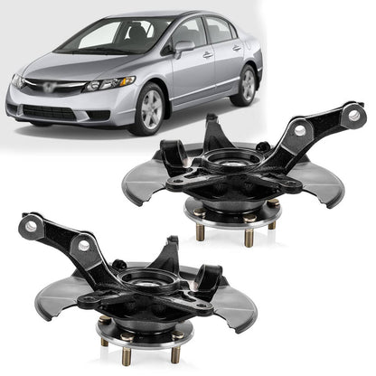 Solidspare Front LH+RH Steering Knuckle & Wheel Hub Bearing Fit for 2006- 2011 Honda Civic