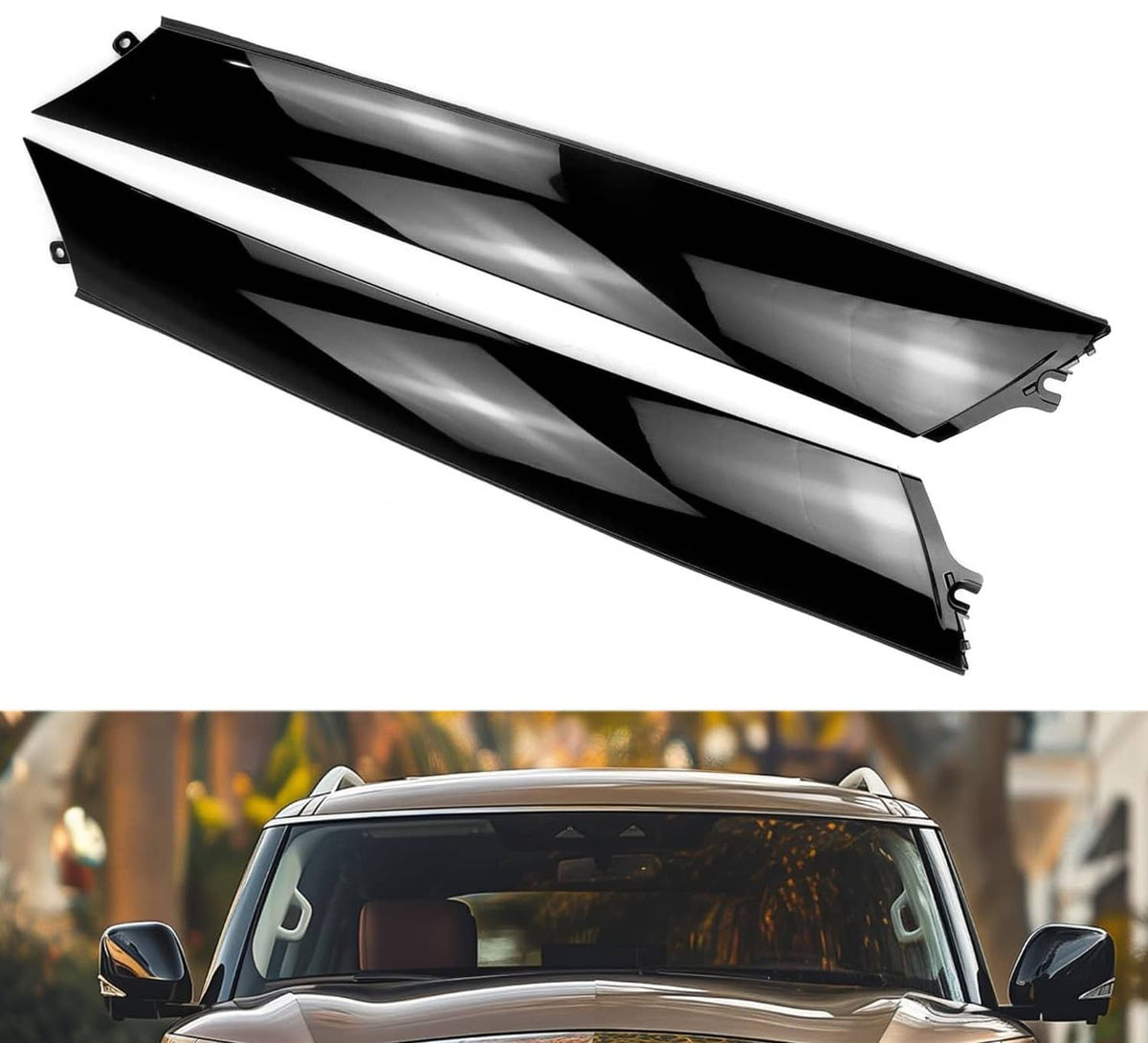 Solidspare 2Pcs For Infiniti QX56 QX80 Nissan Armada 11-22 Windshield Trim Pillar Molding