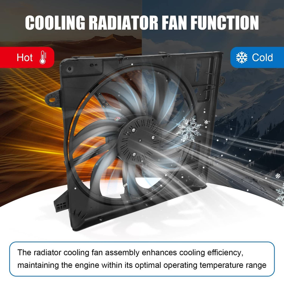 Solidspare 68143894AA Radiator Cooling Fan AssemblyFor 2012-2018 Jeep Wrangler JK 3.6L New