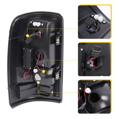 Solid Spare For 2000-2006 Chevy Suburban Tahoe GMC Yukon Black Smoke LED Tube Tail Lights