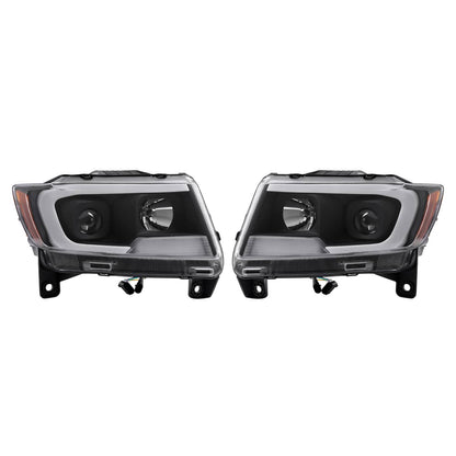 Solid Spare For Jeep Grand Cherokee 2011 2012 2013 LED DRL Projector Headlights Black Pair
