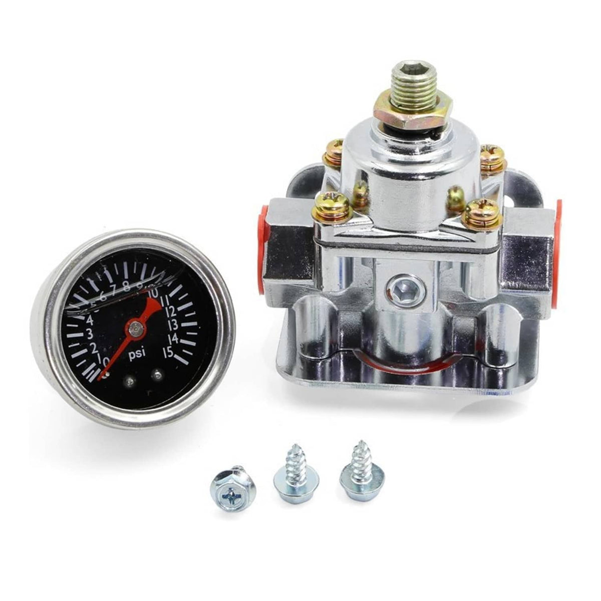 Solidspare Silver Low Fuel Pressure Regulator Gauge 12-804 for Carburetor Carb Quick Fuel