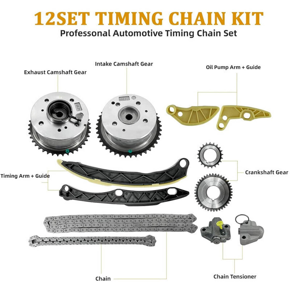 Solidspare For Hyundai Kia Sonata Optima 2.4L Timing Chain Kit Exhaust Intake Camshaft Gear