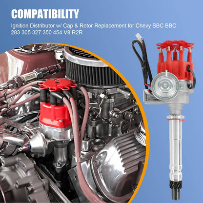 Solidspare Ignition Distributor w/ Cap & Rotor for Chevy SBC BBC 283 305 327 454 350 V8 R2R