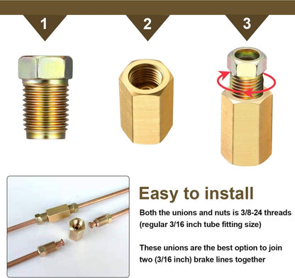 Solid Spare 12 Piece 3/16in brake line (3/8-24 Inverted) Brake Line Fittings & Brass Unions