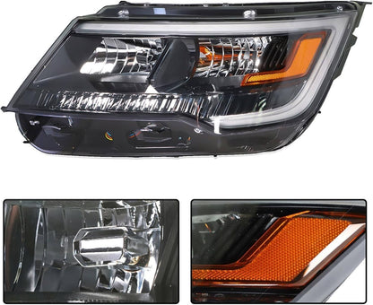 Solidspare Pair Headlights Assembly w/LED DRL For 2016-2019 Ford Explorer Left & Right Side