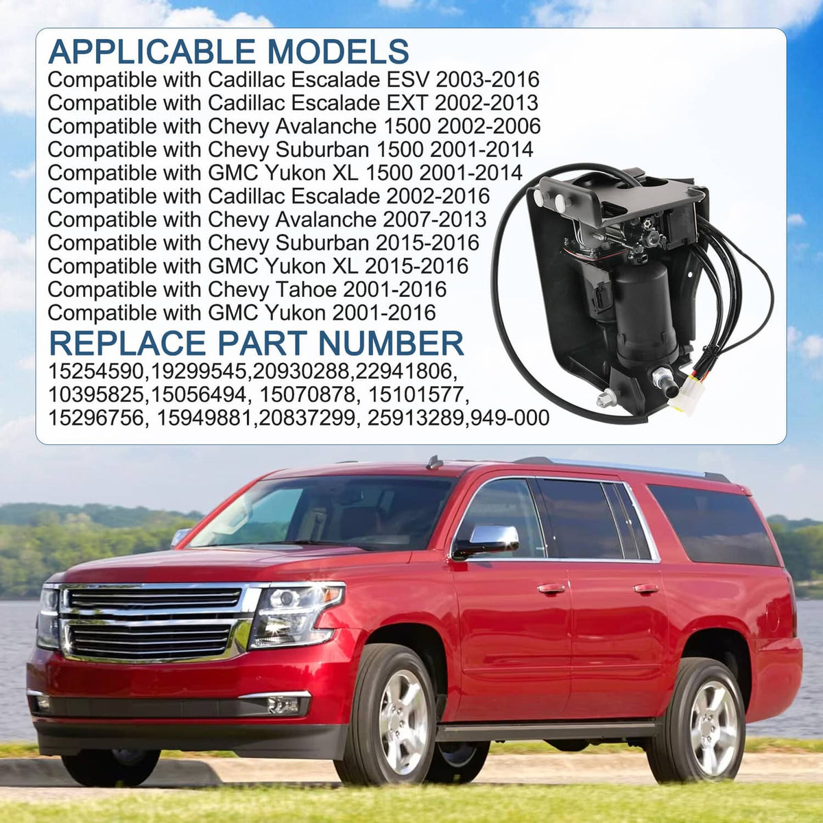 Solidspare Air Shocks Struts & Compressor Fit Cadillac Escalade Suburban Yukon Front & Rear