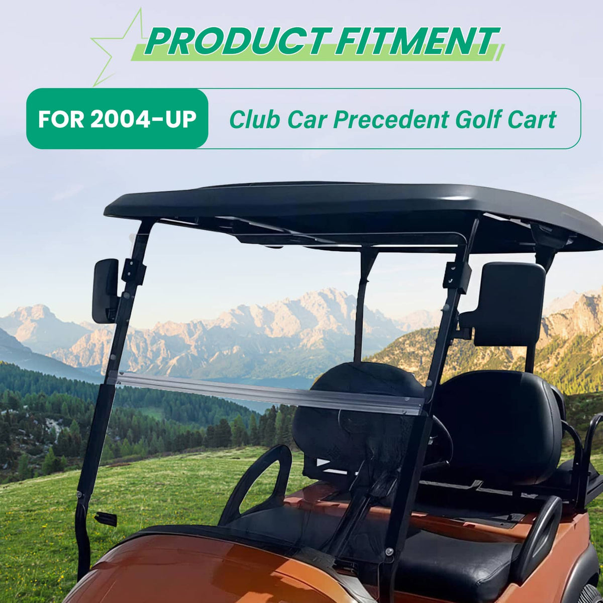 Solidspare Windshield For Club Car Precedent 2004 - Up Folding Clear Golf Cart Windscreen