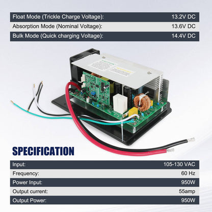 Solidspare WF-8955-AD-MBA RV Power Converter 55 Amp DC Main Board Assembly for WF-8955
