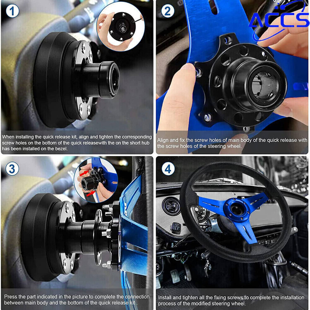 Solidspare 14" 350mm Racing Suede Leather Steering Wheel With Horn Button+Quick Release Kit