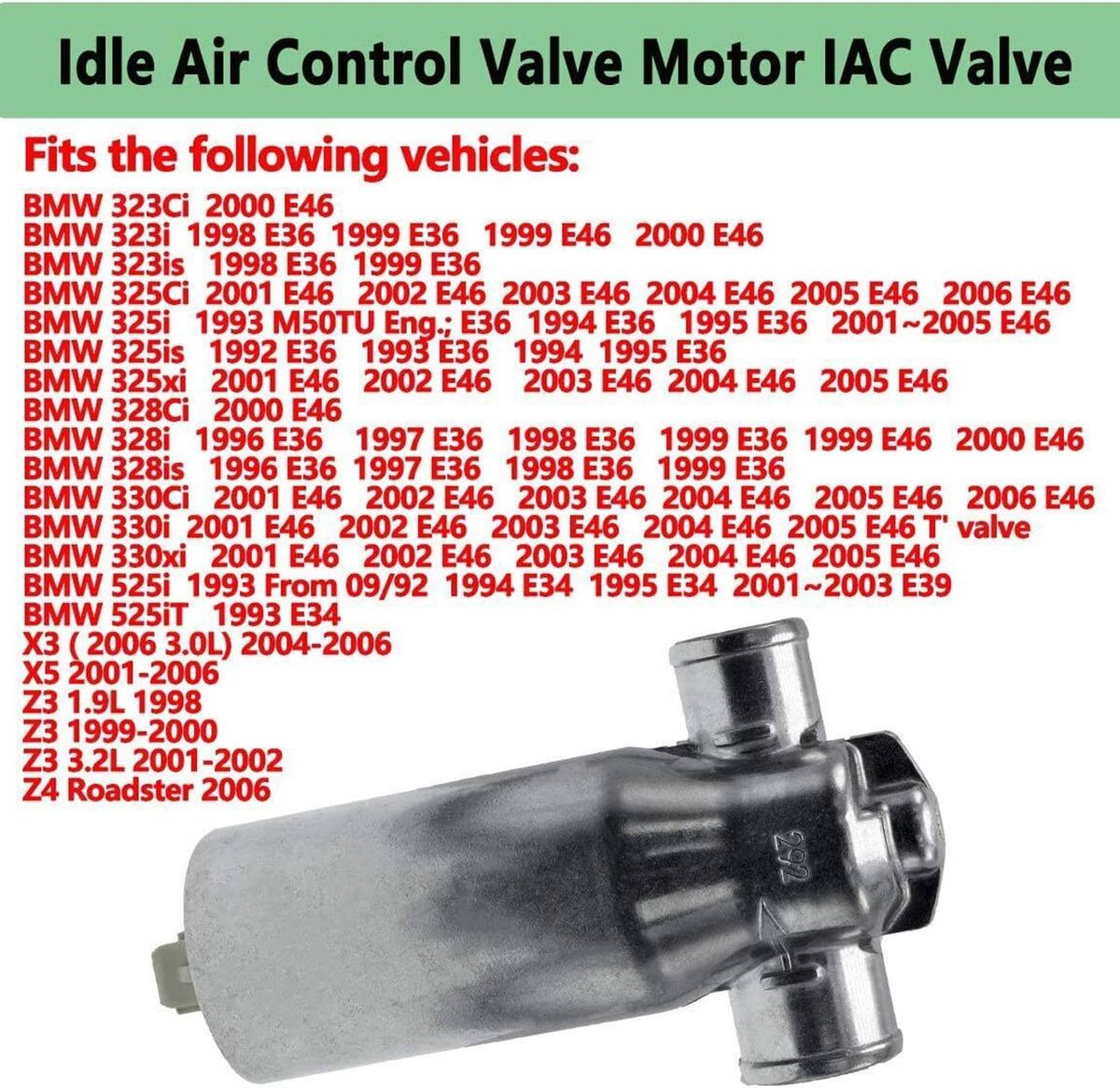 Solidspare Fuel Injection Idle Air Control Valve For BMW E53 E85 E83 E60 E39 E36 E46 Z4 Z3