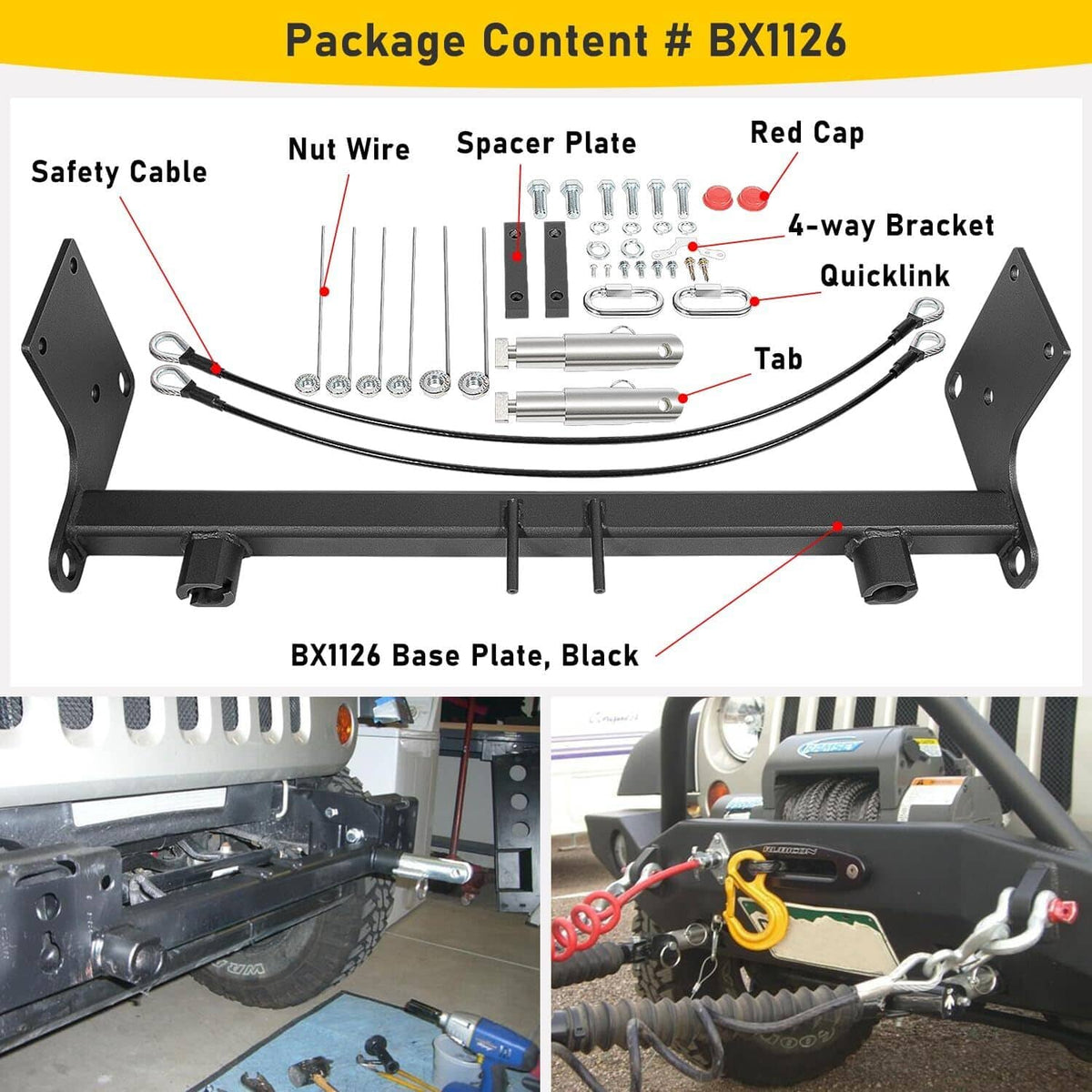 Solid Spare For Blue OX BX1126 Tow Bar Base Plate Bumper for 2007-2018 Jeep Wrangler JK JKU