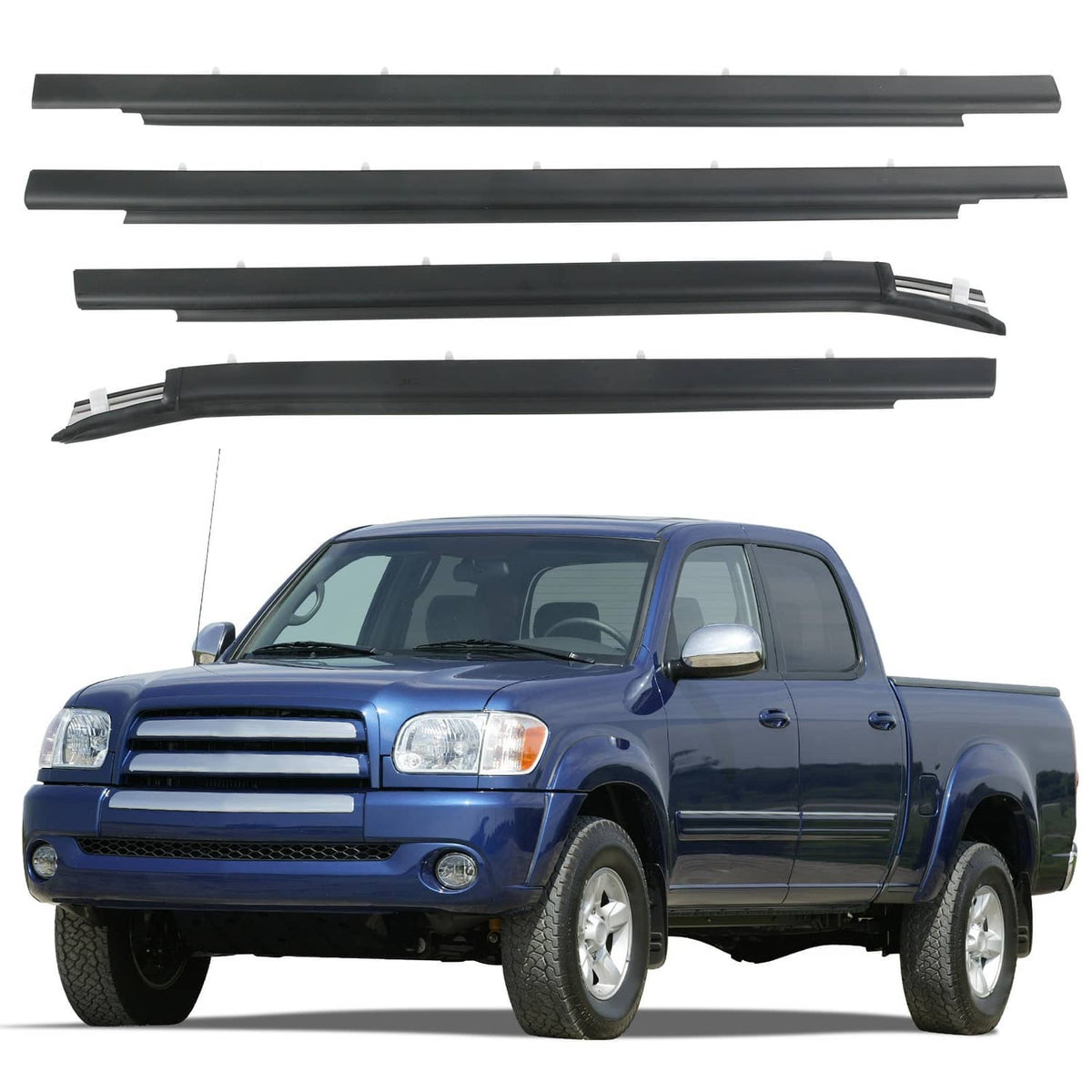 Solidspare Window Moulding Weatherstrip Seal Belt 4× For Toyota Tundra Double Cab 2000-2006