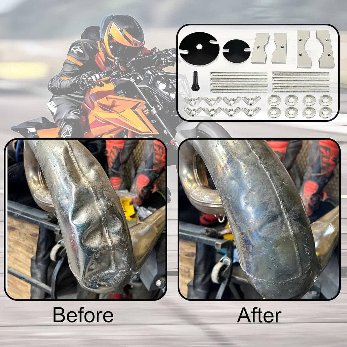 Solid Spare 2-Stroke Exhaust Pipe Repair Kit For Husqvarna TC TE 125 250 300 Dent Removal